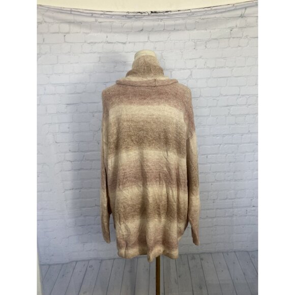 ⭐ 3/$15 American Eagle Cowl Neck Pink Tan Stripe Soft Sweater M - Picture 8 of 10